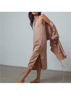 Silky Slip Dress in Blush Taupe - Women's Intimates